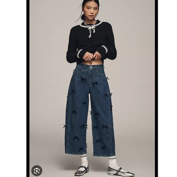 Anthropologie Pilcro and the Letterpress Black Bow Jeans 26